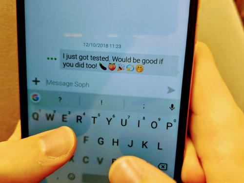 A message being sent on a mobile phone