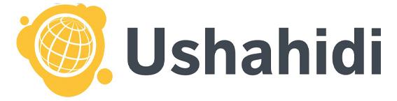 Ushahidi logo with a stylized yellow globe icon, indicating global data collection or mapping.