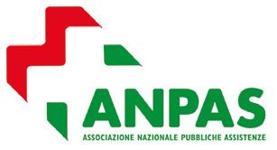 ANPAS logo showing a stylized red cross symbol transitioning into the green text 'ANPAS ASSOCIAZIONE NAZIONALE PUBBLICHE ASSISTENZE'.