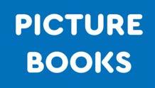 Graphic with the words "PICTURE BOOKS" in white font on a solid blue background.