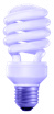 A compact fluorescent light (CFL) bulb with a spiral tube design.