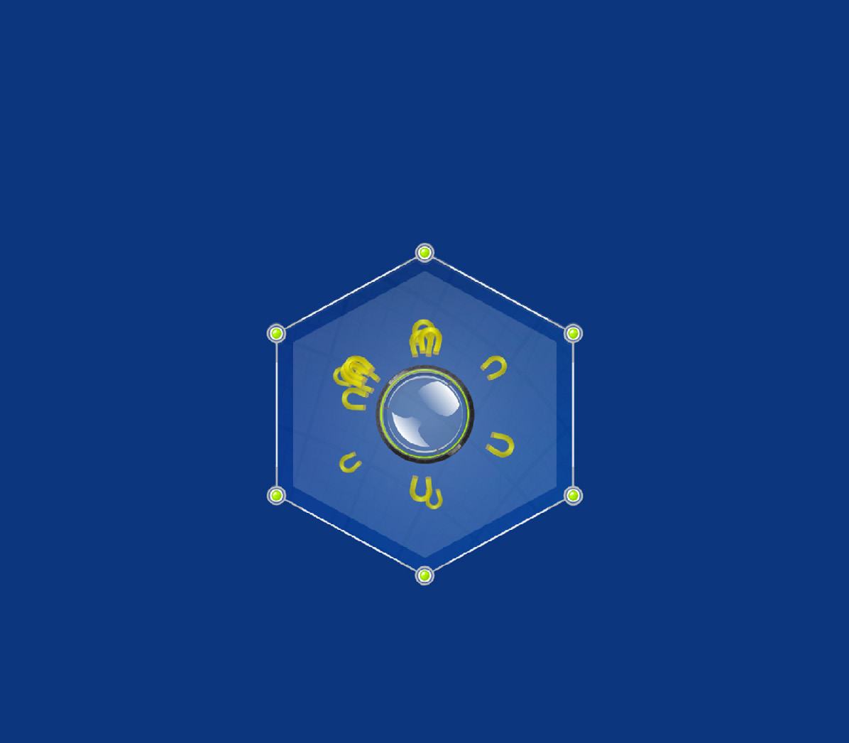 Diagram of a hexagonal 'swarming system' interface with political issues at its vertices (Fake News, Gender inequality, Globalisation, Immigration, Income inequality, Brexit) and a central point for collective decision-making.