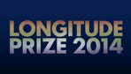 The title "LONGITUDE PRIZE 2014" in multicolored text on a dark blue background.