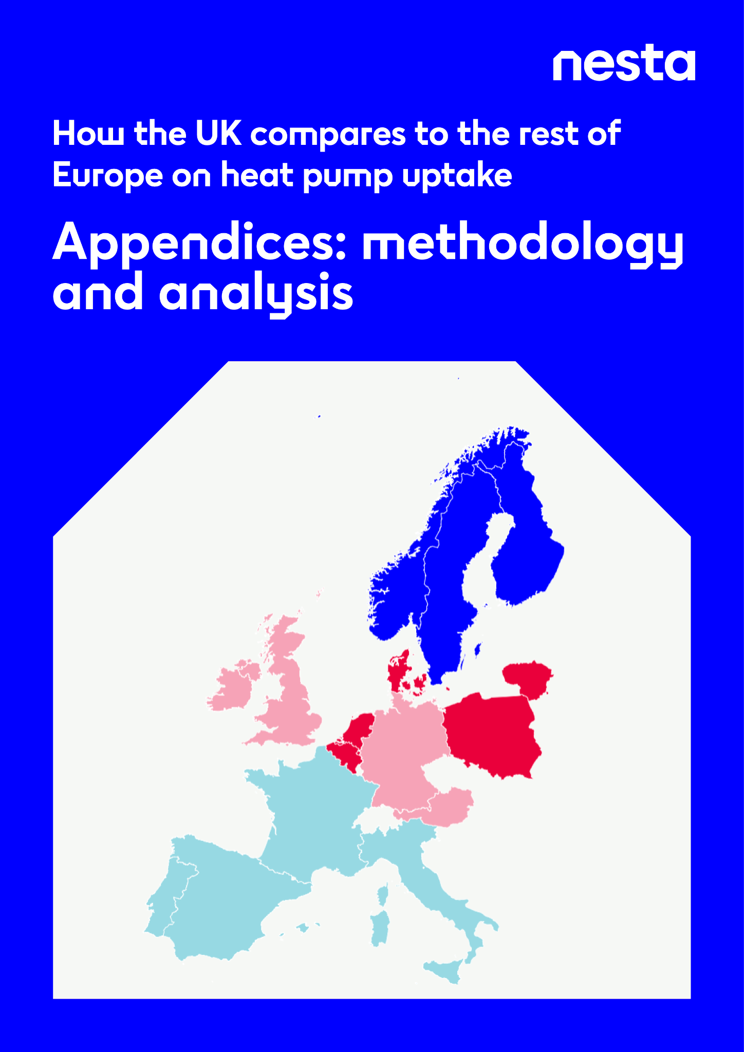 Map of Europe with countries colored to show how the UK compares to other European nations on heat pump uptake.