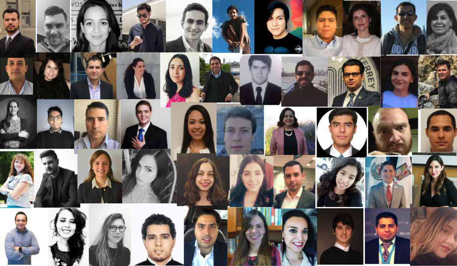 Grid of multiple headshot portraits of diverse individuals.