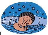 Illustration of a person crying in bed under a starry night sky, representing sadness or distress.