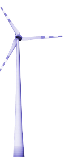 Illustration of a wind turbine with three blades from a slightly different angle.
