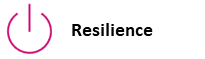 Pink power symbol icon next to the word 'Resilience'