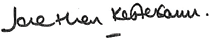 Handwritten signature for authentication or identification.