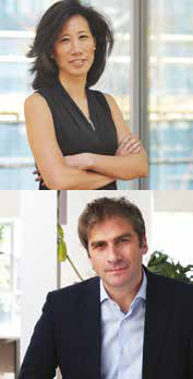Headshots of two professionals, a woman with dark hair and a man with light brown hair, both smiling slightly.