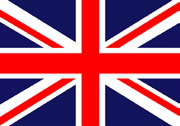 Flag of the United Kingdom, known as the Union Jack, with red and white crosses on a blue background.