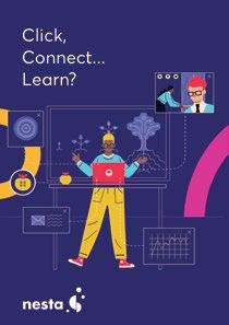 Illustrated cover showing a person using a laptop surrounded by digital and organic learning elements, titled "Click, Connect... Learn?".
