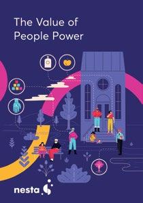 Illustrated cover showing people interacting in a community setting with conceptual icons, titled "The Value of People Power".