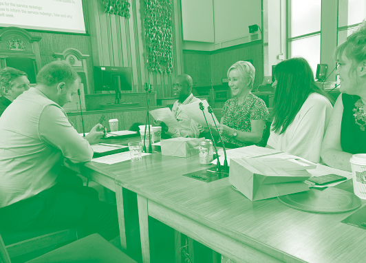 Social work managers taking part in an Evidence for Management tutorial delivered by What Works for Children's Social Care