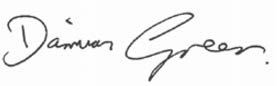 Handwritten signature of Damian Green.