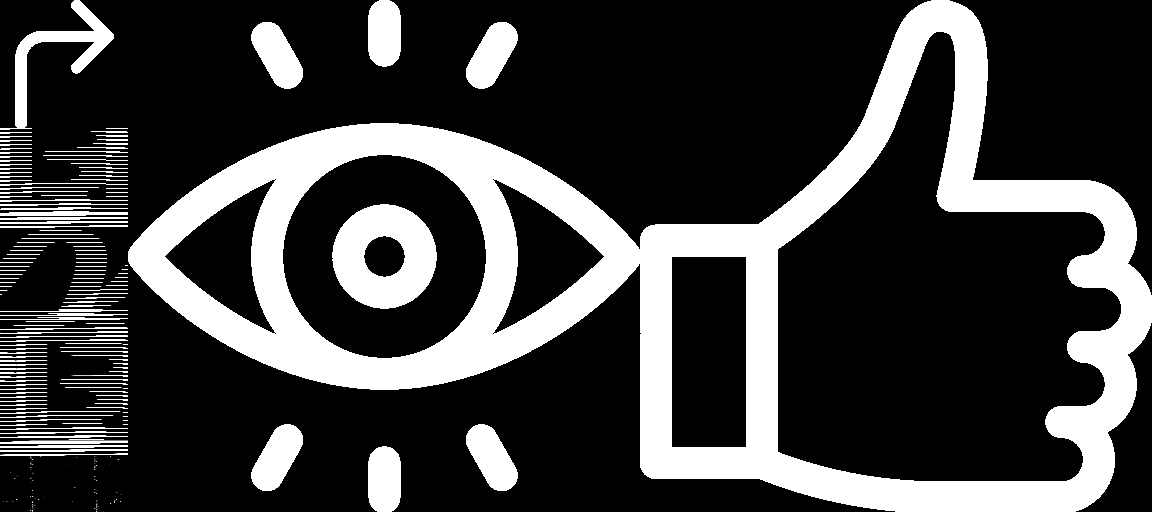 Conceptual diagram showing an eye, a thumbs-up hand, and text 'USE / TEST / REPEAT' with a looping arrow.