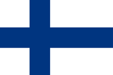 Flag of Finland, featuring a blue Nordic cross centered on a white background.