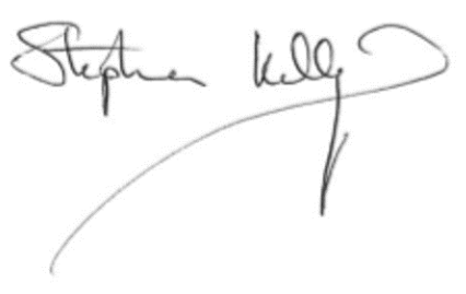 Handwritten signature of Stephen Kelly.
