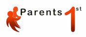 Logo for Parents 1st, featuring two orange stylized figures and the text "Parents 1st".