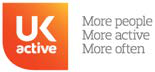 UK active logo featuring their mission statement: More people, More active, More often.