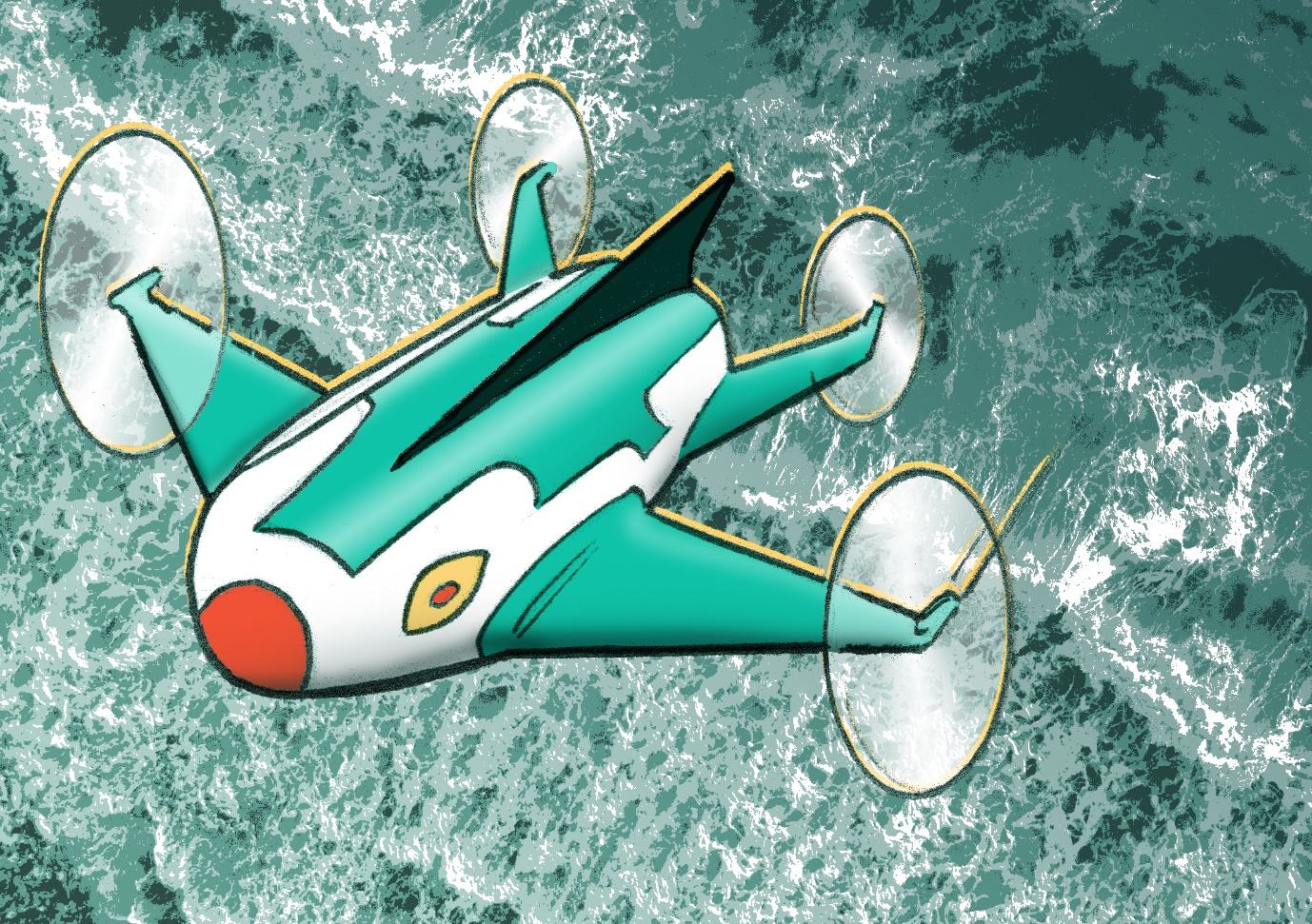 An illustrative image of a drone flying over choppy ocean water, suggesting its use in maritime applications.