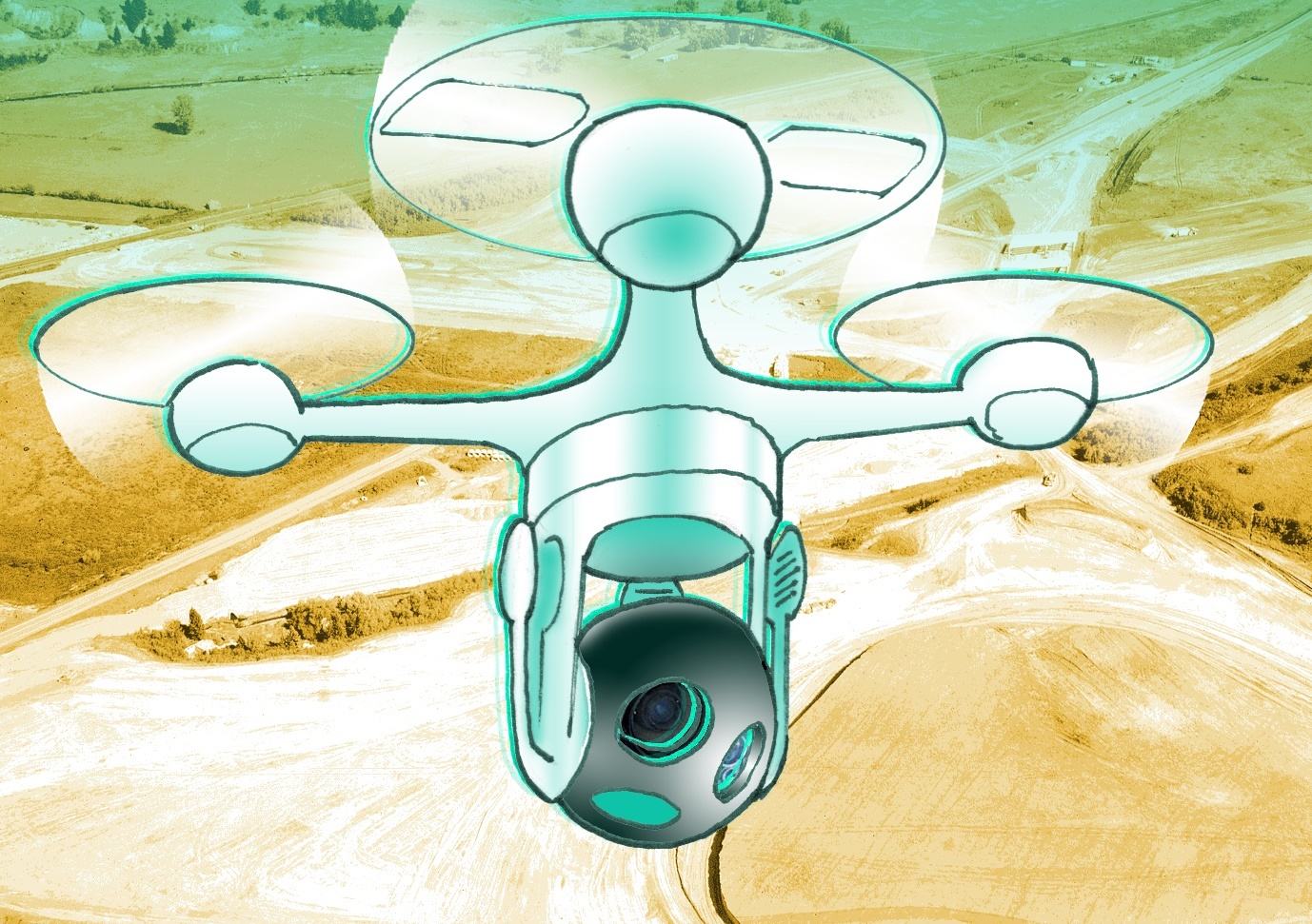 Artist's impression of a construction drone in Preston.