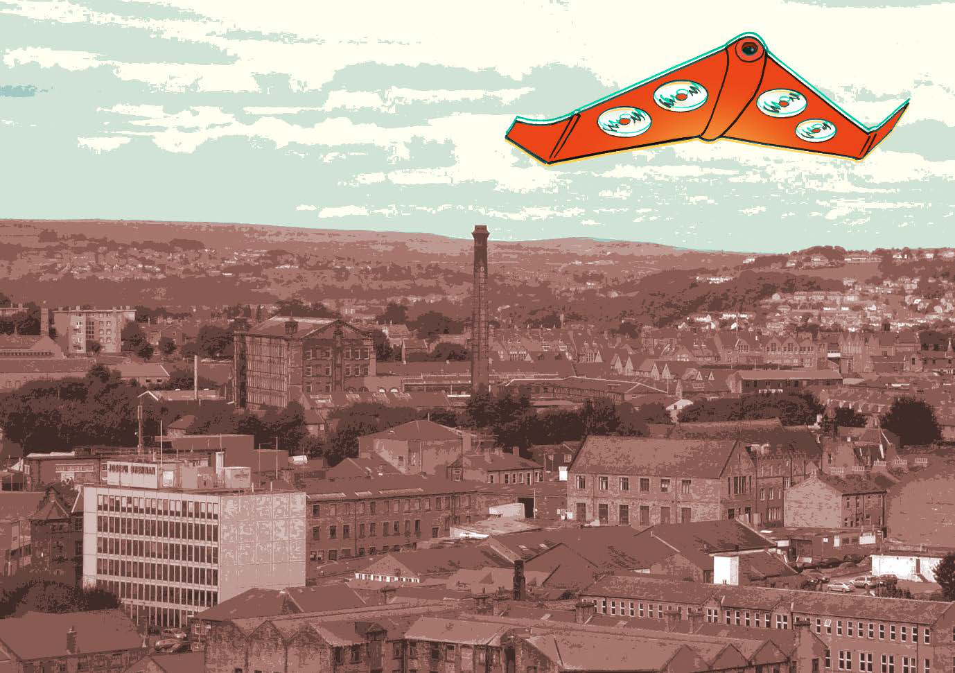 Artist's impression of a fire service drone over Bradford.