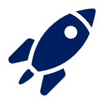 Icon of a rocket launching, symbolizing innovation, growth, or a new initiative.