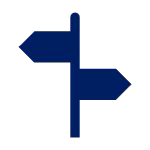 Icon of a signpost with two arrows pointing in different directions, symbolizing choices, directions, or decision points.